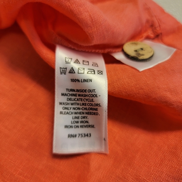 C&C California Orange Scoop Neck Short Sleeve Button Back Linen Top size XS - Picture 6 of 6
